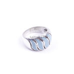 Moroccan Ring, 925 Sterling Silver Vintage Real Blue Mother-of-Pearl Irish Claddagh Ring