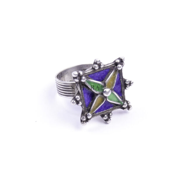 Moroccan enamel Ring, 925 sterling silver Ring, Berber Ring, Kabyle Ring, multi-color ring