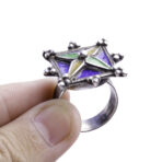 Moroccan enamel Ring, 925 sterling silver Ring, Berber Ring, Kabyle Ring, multi-color ring