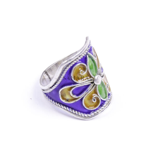 Moroccan enamel Ring, 925 sterling silver Ring, Berber Ring, Kabyle Ring, multi-color ring