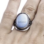 Moroccan Ring, 925 Sterling Silver Real Sleeping Beauty Turquoise Laurel Ring