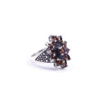 Moroccan Ring, 925 Sterling Silver Real Red Garnet Cluster Ring