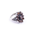 Moroccan Ring, 925 Sterling Silver Real Red Garnet Cluster Ring