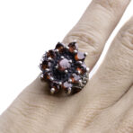 Moroccan Ring, 925 Sterling Silver Real Red Garnet Cluster Ring