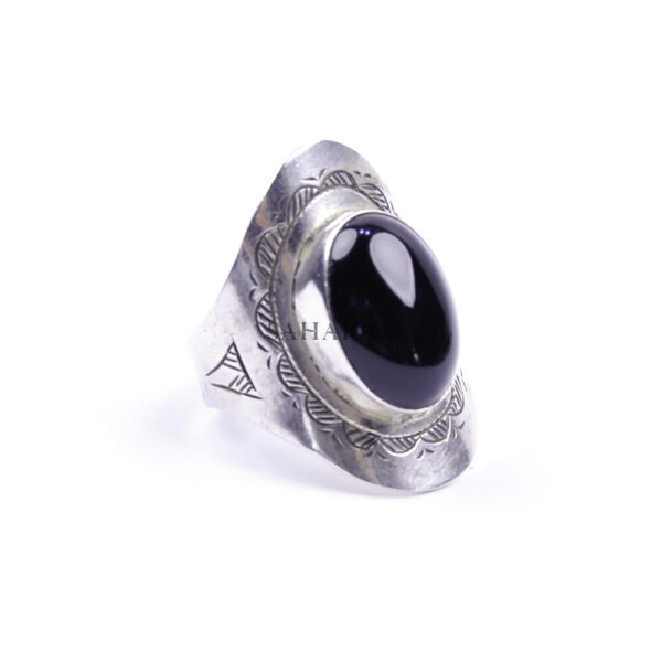 Moroccan Ring, 925 Sterling Silver Vintage Real Black Onyx Gemstone Ring.