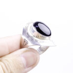 Moroccan Ring, 925 Sterling Silver Vintage Real Black Onyx Gemstone Ring.