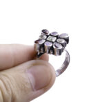 Moroccan Ring, 925 Sterling Silver Real Multi-Color Tourmaline & White Topaz Ring