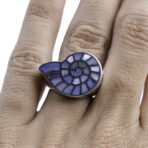 Moroccan Ring, Snail Ring, 925 Sterling Silver Vintage Real Rose Mother-of-Pearl Leaf Ring