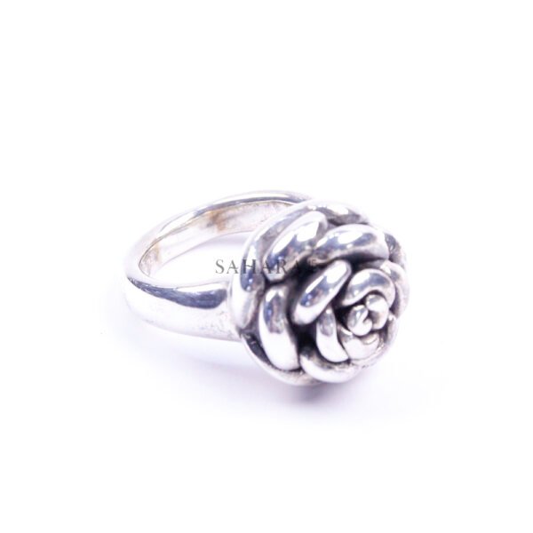 Moroccan Ring, 925 Sterling Silver Vintage Rose Floral Ring