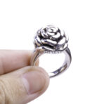 Moroccan Ring, 925 Sterling Silver Vintage Rose Floral Ring