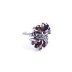 Moroccan Ring, 925 Sterling Silver Real Red Garnet Cluster Ring