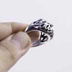 Moroccan Ring, 925 Sterling Silver Vintage Ornate Floral Oxidized Ring