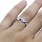 Moroccan Ring, 925 Sterling Silver Vintage Real Rose Mother-of-Pearl Leaf Ring