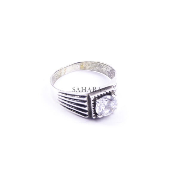 Moroccan Ring, 925 Sterling Silver Vintage Clear Crystal Ring