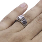 Moroccan Ring, 925 Sterling Silver Vintage Clear Crystal Ring