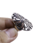 Moroccan Ring, 925 Sterling Silver Vintage Ornate Floral Oxidized Ring