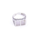 925 Sterling Silver Vintage Real Mother-of-Pearl Greek Maze Ring