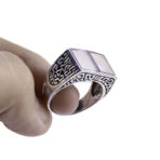 925 Sterling Silver Vintage Real Mother-of-Pearl Greek Maze Ring