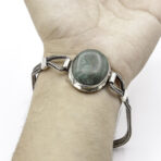 Real Malachite Gem, Old Handmade Bracelet, Bracelet Link, 925 Sterling Silver