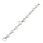 Sterling Silver 925 Mother-of-Pearl Pink Glass Bracelet Link, Bracelet Hexagonal