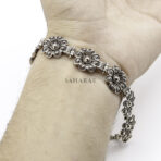 Floral Link Handmade Bracelet, Bracelet Filigree Adjustable, 925 Sterling Silver