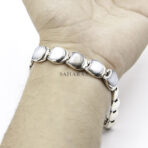 Mother-of-Pearl Modernist Bracelet Link, Handmade Bracelet, 925 Sterling Silver