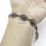 Link Ruby with Marcasite Bracelet Link, Handmade Jewelry, 925 Sterling Silver