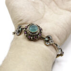 Turkish Bracelet, Ruby Emerald Flower Bracelet Link, Bracelet Handmade, 925 Sterling Silver