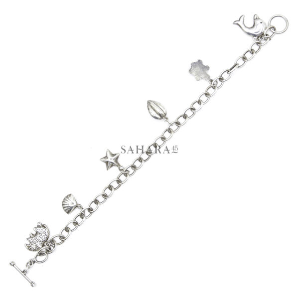 Engraved Heart Charm with Star Bracelet Link, Handmade Bracelet, 925 Sterling Silver