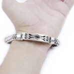 Braided Bali, Round Snake Bracelet Link for Men, Handmade Bracelet Link, 925 Sterling Silver