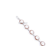 Vintage Mother of Pearl and Red Gem Circle Link Bracelet, Handmade Link Bracelet, 925 Sterling Silver