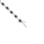 Black Onyx Gem Balls Panel Circle Design Link Bracelet, Handmade Link Bracelet, 925 Sterling Silver