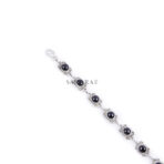 Black Onyx Gem Balls Panel Circle Design Link Bracelet, Handmade Link Bracelet, 925 Sterling Silver