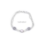 Pink Gemstone Chain Chalcedony Link Bracelet Handmade, 925 Sterling Silver