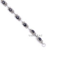 Real Black Onyx Gem Oval Fancy Link Bracelet Handmade, 925 Sterling Silver