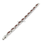 Onyx Brown Gem Bracelet Link, Handmade Bracelet Modernist, 925 Sterling Silver