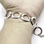 Multi-Circle Design Link Bracelet, Handmade Bracelet Adjustable, 925 Sterling Silver