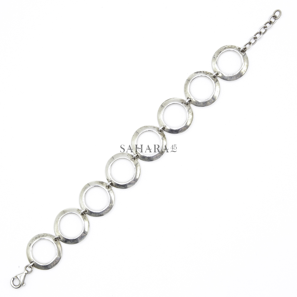 Multi-Circle Design Link Bracelet, Handmade Bracelet Adjustable, 925 Sterling Silver