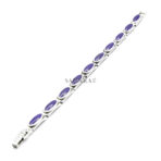 Purple Onyx Gemstone Link Bracelet, Modernist Handmade Bracelet, 925 Sterling Silver