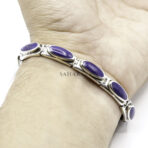 Purple Onyx Gemstone Link Bracelet, Modernist Handmade Bracelet, 925 Sterling Silver