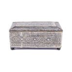 Moroccan Vintage Jewelry Box, Handcrafted Red dress Box, Silvered Metal Filigree Internal dimensions: 7.08" x 3.14" x 2.55 IN