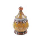 Moroccan Jewelry Box, Handcrafted Bakelite Lidded Jar in Burnt Orange & Copper