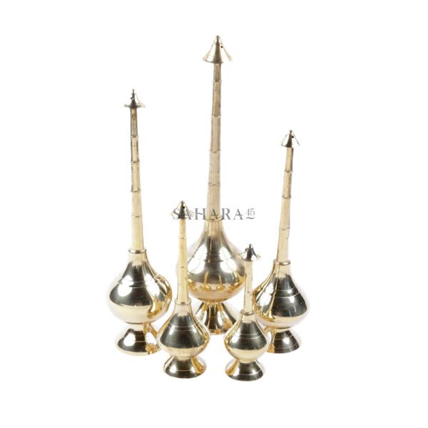 Set of 5 Handmade Moroccan Perfume Brass Bottle Oriental Brass Marash