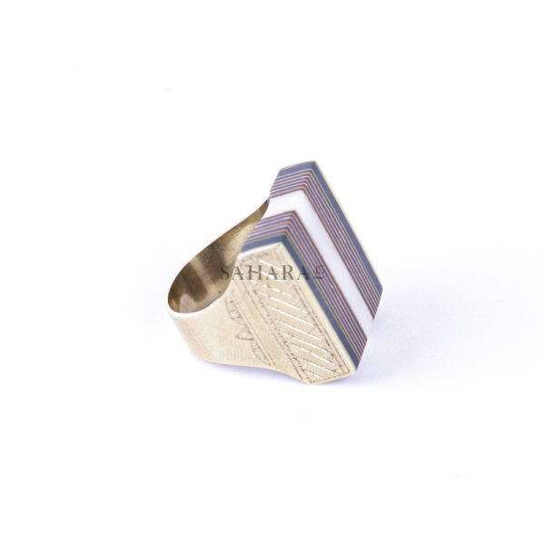 Tuareg Ring, Rectangular Ring Ebony Wood, Nordic Gold Handmade Vintage Copper Ring.