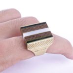 Tuareg Ring, Rectangular Ring Ebony Wood, Nordic Gold Handmade Vintage Copper Ring.