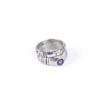 Tuareg Ring With Chevron Bead, 925 Sterling Silver Handmade Artisan Vintage African Ring Tribal