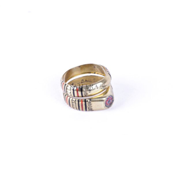 Tuareg Ring With Chevron Bead, Nordic Gold Handmade Artisan Vintage Copper Ring