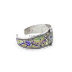 Kabyle Berber Cuff Bracelet Silver with Enamel Adjustable Moroccan Handmade