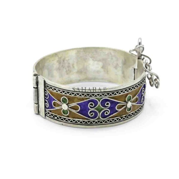 Silver Kabyle Berber Bangles Bracelet with Enamel Bangles Moroccan Handmade