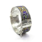 Silver Kabyle Berber Bangles Bracelet with Enamel Bangles Moroccan Handmade